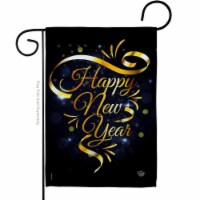 Ornament Collection G192047-BO 13 x 18.5 in. Gold Happy New Year Garden Flag with Winter Doub