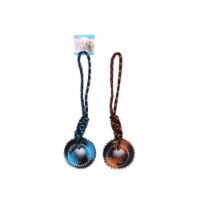 Kole Imports DI706-24 17 in. Dog Rope Pull Knotted Pull Toy with Spike Rubber Donut Chew - Pa