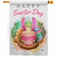 Ornament Collection H192349-BO Happy Bunny Eggs Springtime Easter Double-Sided Garden Decorat