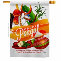 Ornament Collection H192514-BO Happy Prosperous Pongal Religious Double-Sided House Flag, Mul