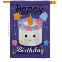 Ornament Collection H192171-BO Unicorn Birthday Cake Celebration Double-Sided Garden Decorati