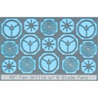 BLMA Models BLM81 N Scale 48 in. Fan Grills with Center Plate 8 Blade