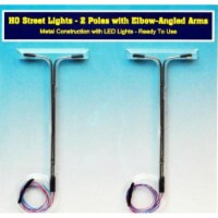 Rock Island Hobby RIH012100 HO Scale Street Light with 2 Vertical Poles & 2 Elbow Arms