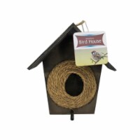 Kole Imports GE538-6 Wood & Jute Outdoor Bird House with Perch - Pack of 6