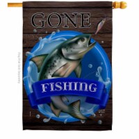 Angeleno Heritage H130356-BO 28 x 40 in. Gone Fishing Sports Vertical House Flag with Double-