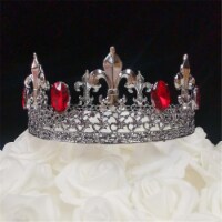 Tian Sweet 34039BK-RD 7.8 oz Fleur De Lis King Black Crown Cake Topper - Red