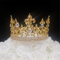 Tian Sweet 34040-CL 8.4 oz Fleur De Lis King Gold Crown Cake Topper - Clear