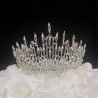 Tian Sweet 37001-SV 1.1 oz Wedding Tiara Cake Topper - Silver