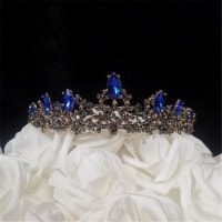 Tian Sweet 37006-RB 9.8 oz Royal Blue with Black Rhinestones Tiara Cake Topper