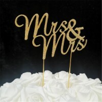 Tian Sweet 33014-Mrsg 2.8 oz Lesbian Wedding Mrs & Mrs Cake Topper - Gold