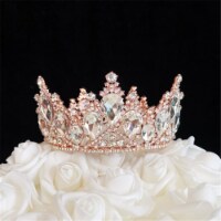 Tian Sweet 34014-RG 13 oz Rose Gold Queen Crown Cake Topper