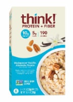 thinkThin Madagascar Vanilla Almonds & Pecans Protein & Fiber Hot Oatmeal 6 Count Perspective: Main