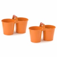 8122E TA S-2 Enameled Galvanized Double Planter - Set of 2