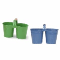 8122E AG-B S-2 Enameled Galvanized Double Planter - Set of 2