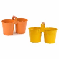 8122E SAFF-TA S-2 Enameled Galvanized Double Planter - Set of 2
