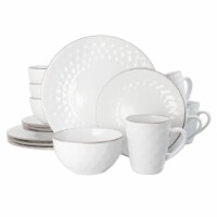 Luxurious Medici Pearl Dinnerware Set in Slate & Stone Pearl with Setting for 4 - 16 Piece