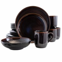 Midnight Beach Dinnerware Set, Metallic Black - 16 Piece