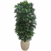 5 ft. Double Bamboo Palm Artificial Plant in Sandstone Planter