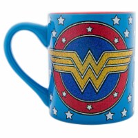 Wonder Woman Glitter Ceramic Mug, Blue - Logo Stars
