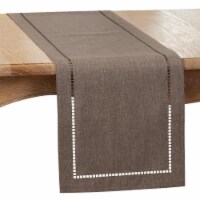 SARO 14 x 54 in. Oblong Charcoal Laser-Cut Hemstitch Table Runner