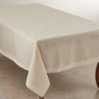 70 x 104 in. Classic Lace Border Tablecloth, Tan