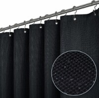 Waffle Weave Fabric Shower Curtain - 72&quot; W x 96&quot; H - Black
