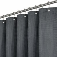 Waffle Weave Fabric Shower Curtain - 72&quot; W x 96&quot; H - Gray