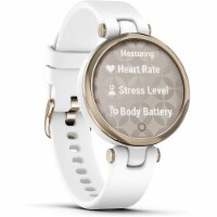 Garmin Lily Smartwatch - Cream Gold Bezel with White Case and Silicone Band