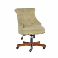 Wooden Office Chair with Button Tufted Backrest, Olive Green and Brown