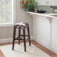 Linon Walt 30.5 Wood Cow Print Bar Stool in Brown