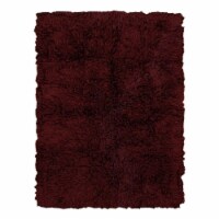 Linon 3A Flokati Hand Woven Wool 48  x 72  Rug in Burgundy Red