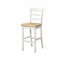Linon Brielle Wood and Rush Bar Stool in White
