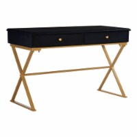 Linon Campaign Two-Drawer Metal Desk in Black