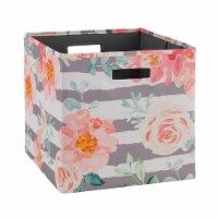 Linon Lane Two Pack Fabric Floral Storage Bin in Pink