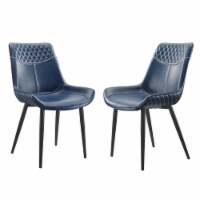 Linon Mabry Upholstered Set of Two Dining Chairs in Blue