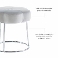 Linon Siena Metal Upholstered Accent Vanity Stool in Gray