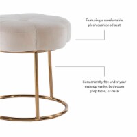 Linon Siena Metal Upholstered Accent Vanity Stool in White