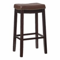 Linon Claridge 32 Wood Bar Stool in Espresso and Cognac Brown