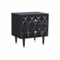 Two Drawer Geo Texture Nightstand Black