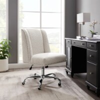 Draper Upholstered Swivel Office Chair, Sherpa