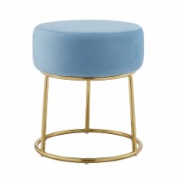 Linon Carly Metal Accent Vanity Stool in Light Blue
