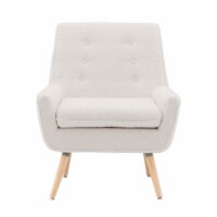 Linon Trelis Wood Upholstered Sherpa Accent Chair in Natural