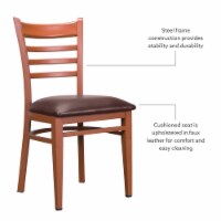 Linon Lassiter Metal Side Chair Set of Two in Burgundy and Dark Honey Brown
