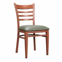 Linon Lassiter Metal Side Chair Set of Two in Green and Dark Honey Brown