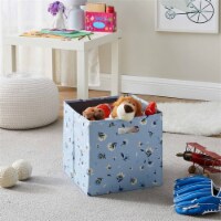 Linon Lane Two Pack Fabric Daisy Storage Bins in Blue