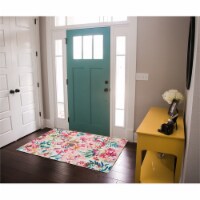 Linon Washable Gatlin Polyester 3'x5' Rug in Raspberry Red