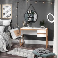 Linon Brock Wood Two Drawer Desk in White and Natural