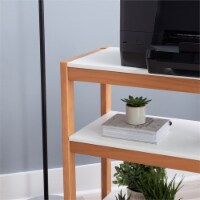 Linon Brock Wood Low Bookcase in White and Natural