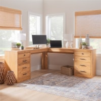 Linon Cody Wood L Shaped Desk in Maple Brown