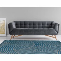 Linon Calibri Binya Polypropylene 4'3 x7'3  Rug in Blue and Gray